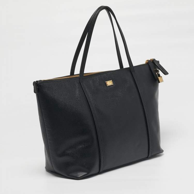 Pre Owned Dolce & Gabbana Miss Escape Zip Black Leather Tote