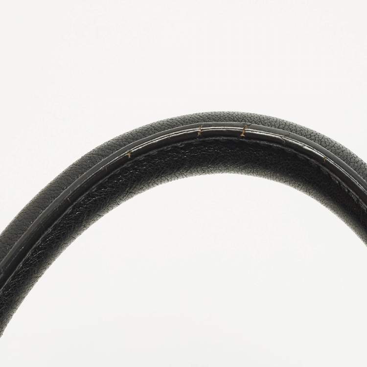 Pre Owned Dolce & Gabbana  Miss Sicily Large Black/Brown Eel Leather and Mink Fur Top Handle Bag