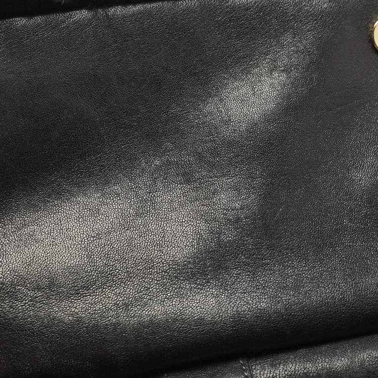 Pre Owned Dolce & Gabbana  Miss Sicily Large Black/Brown Eel Leather and Mink Fur Top Handle Bag