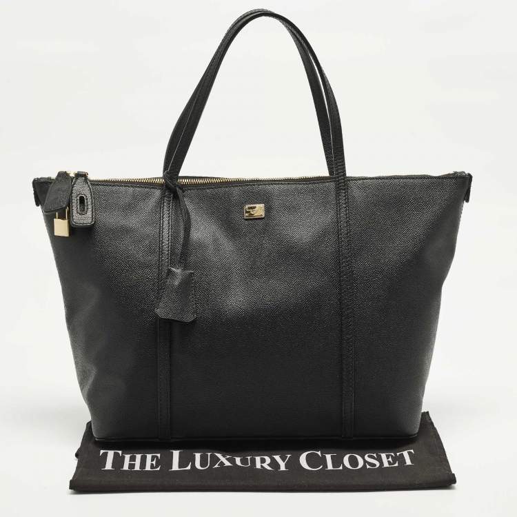 Pre Owned Dolce & Gabbana Miss Escape Zip Black Leather Tote