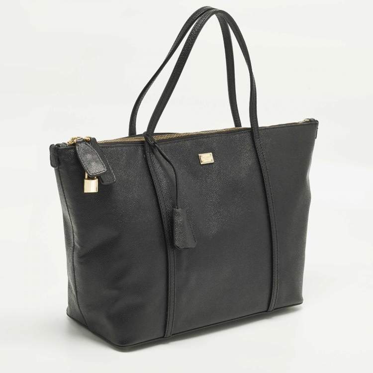 Pre Owned Dolce & Gabbana Miss Escape Zip Black Leather Tote