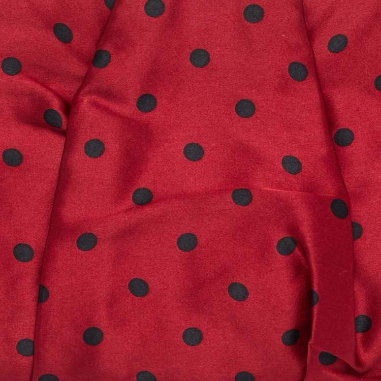 Pre Owned Dolce & Gabbana Red/Black Polka Dot Satin Frame Clutch