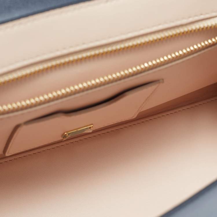 Pre Owned Dolce & Gabbana Lucia Large Navy Blue Leather Shoulder Bag