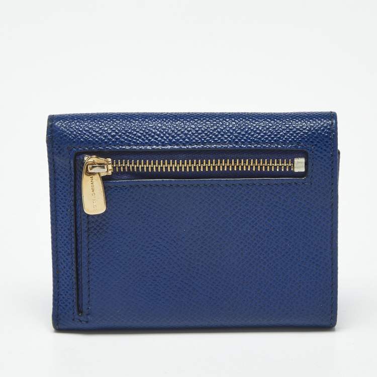 Pre Owned Dolce & Gabbana Blue Leather Trifold Wallet