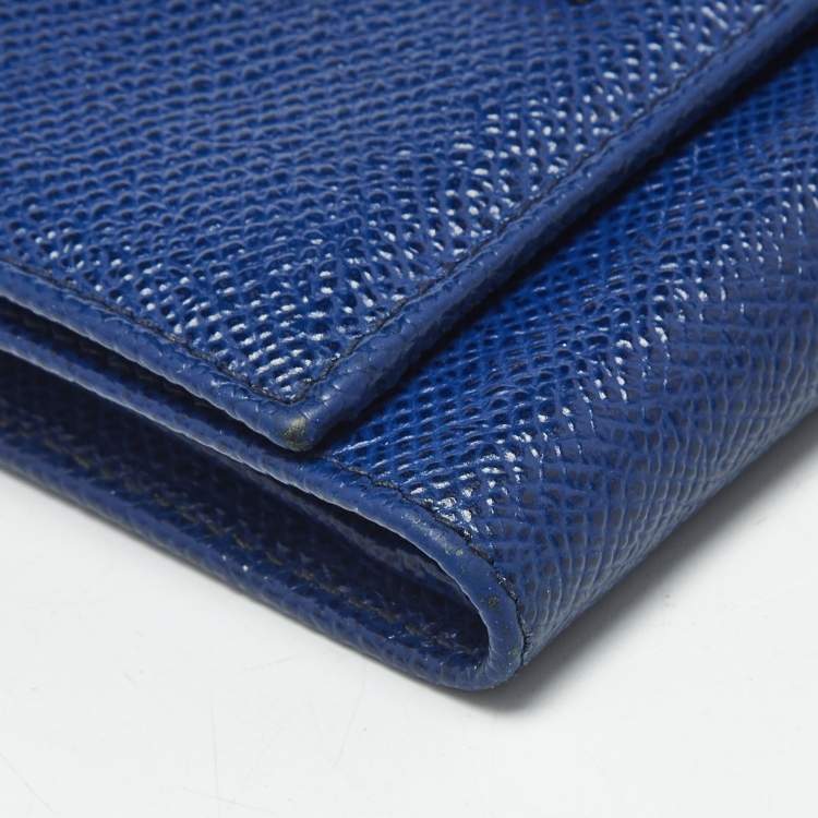Pre Owned Dolce & Gabbana Blue Leather Trifold Wallet