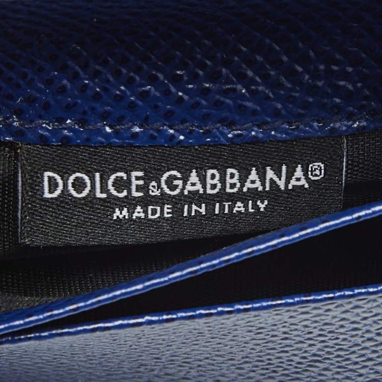 Pre Owned Dolce & Gabbana Blue Leather Trifold Wallet