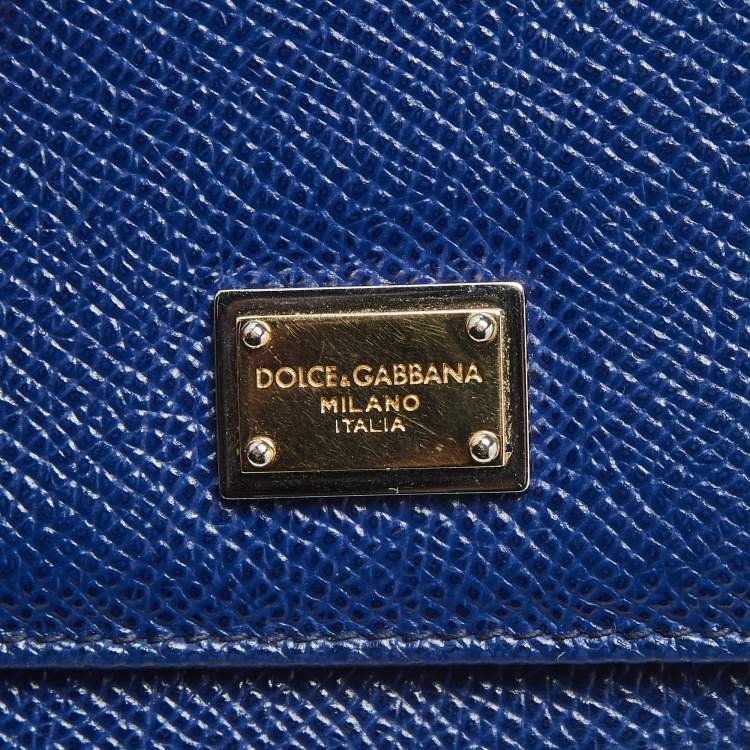 Pre Owned Dolce & Gabbana Blue Leather Trifold Wallet