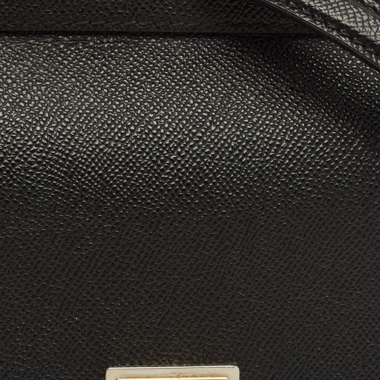 Pre Owned Dolce & Gabbana Miss Sicily Medium Black Leather Top Handle Bag