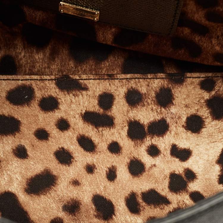 Pre Owned Dolce & Gabbana Miss Sicily Medium Black Leather Top Handle Bag