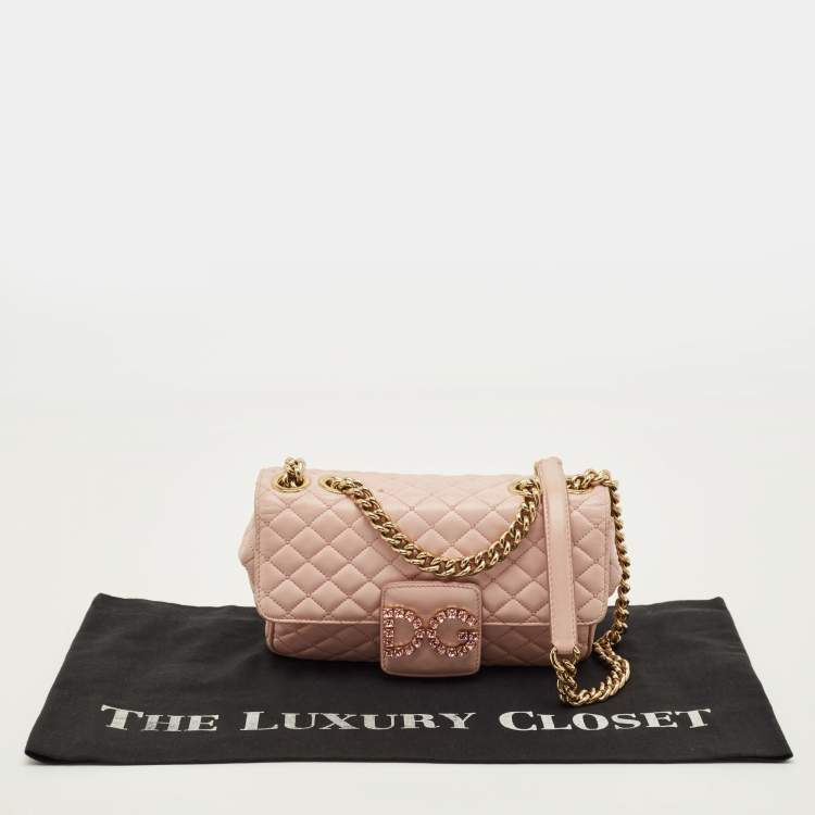Pre Owned Dolce & Gabbana DG Millennials Pink Quilted Leather Shoulder Bag
