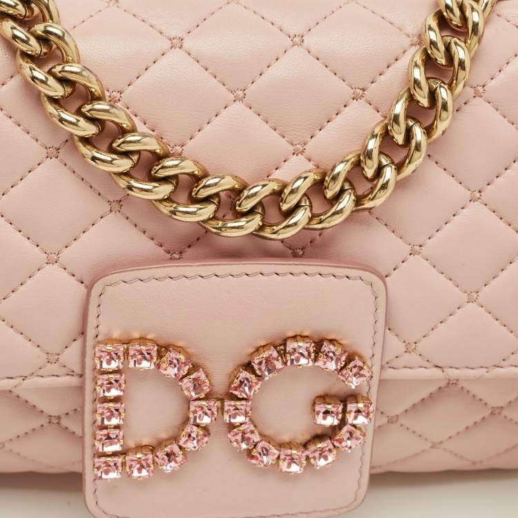 Pre Owned Dolce & Gabbana DG Millennials Pink Quilted Leather Shoulder Bag
