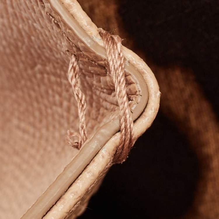 Pre Owned Dolce & Gabbana Floral Print Miss Sicily Beige Leather Top Handle Bag