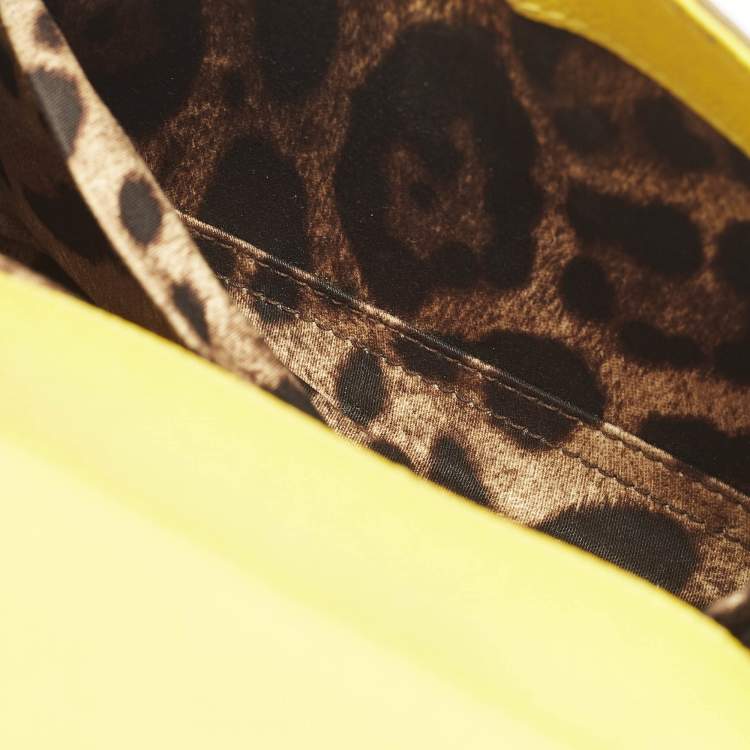 Pre Owned Dolce & Gabbana Miss Sicily Small Yellow Leather Top Handle Bag