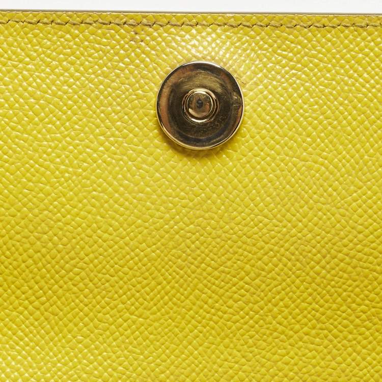 Pre Owned Dolce & Gabbana Miss Sicily Small Yellow Leather Top Handle Bag