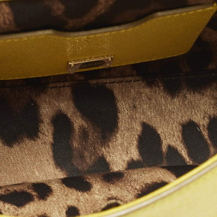 Pre Owned Dolce & Gabbana Miss Sicily Small Yellow Leather Top Handle Bag