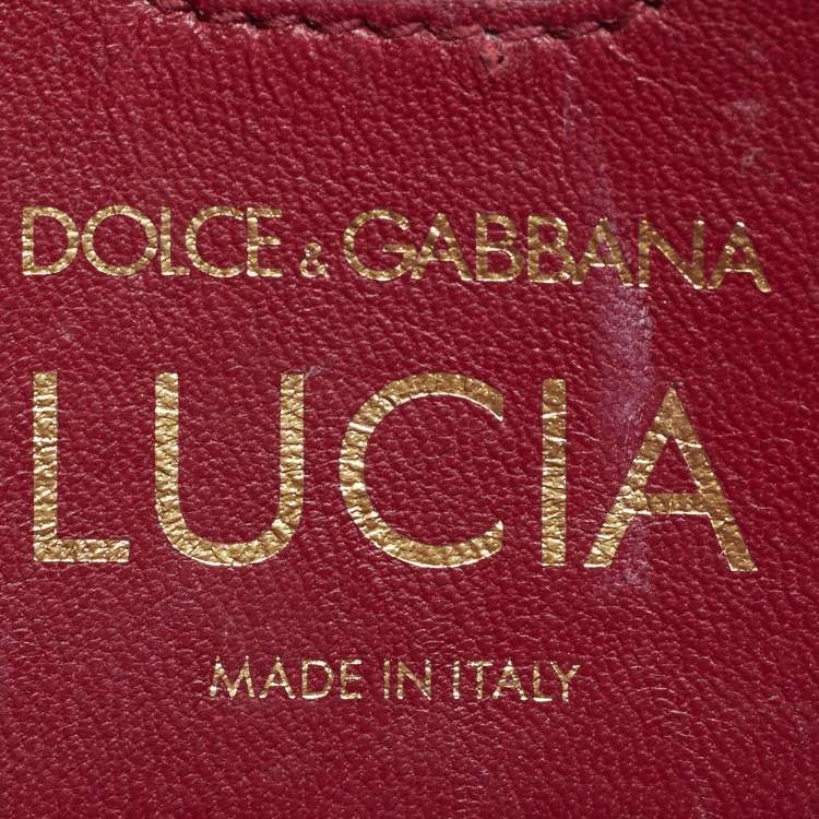 Pre Owned Dolce & Gabbana Lucia Black Lizard Embossed Leather Wallet On Chain