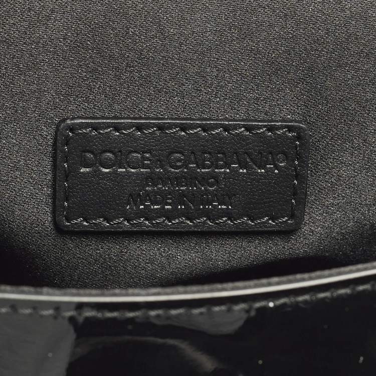 Pre Owned Dolce & Gabbana Miss Sicily Micro Black Patent Leather Crossbody Bag