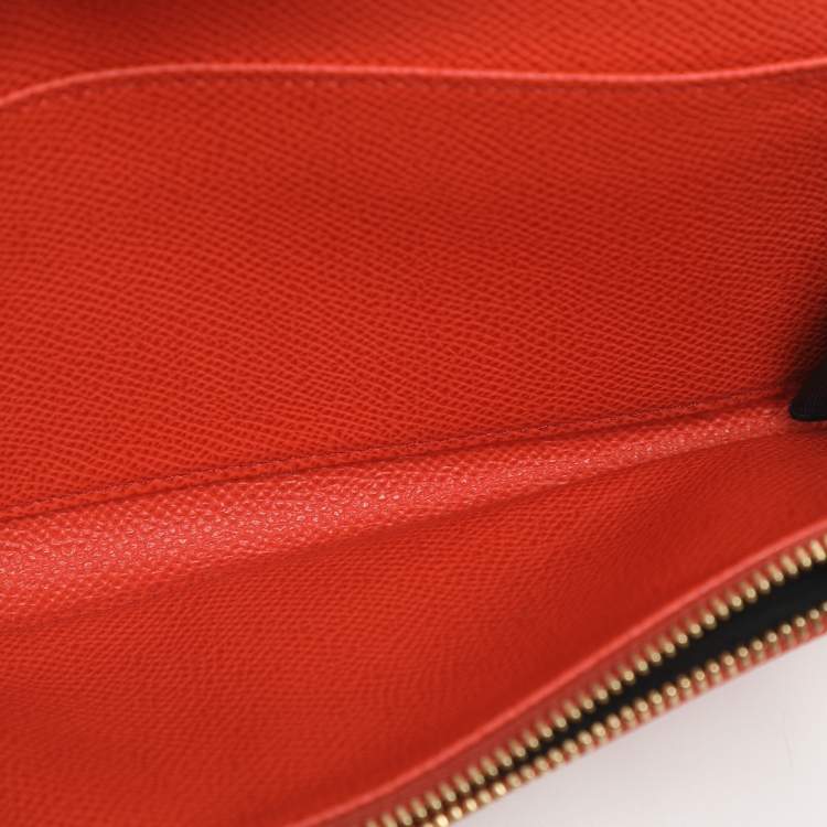 Pre Owned Dolce & Gabbana Orange Leather Flap Continental Wallet