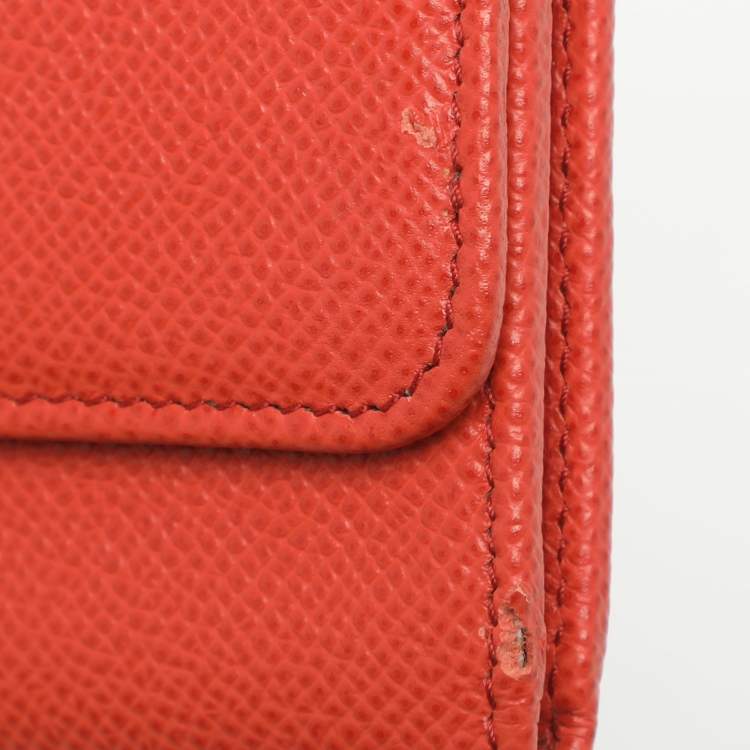 Pre Owned Dolce & Gabbana Orange Leather Flap Continental Wallet