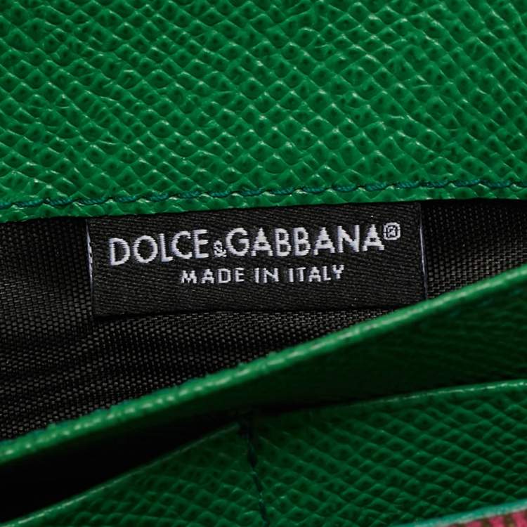 Pre Owned Dolce & Gabbana Miss Sicily Pink/Green Leather Wallet on Chain