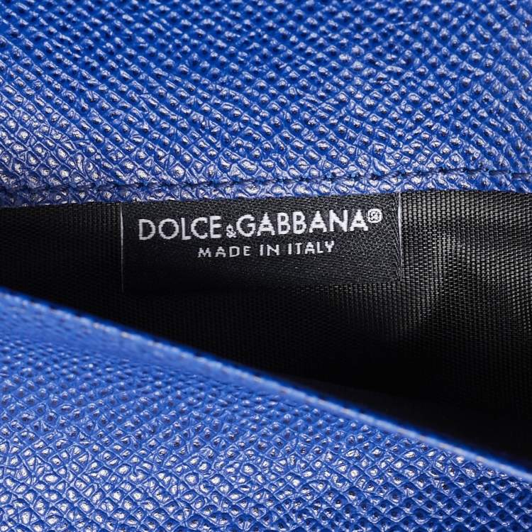 Pre Owned Dolce & Gabbana Miss Sicily Indigo Blue Leather Wallet on Chain