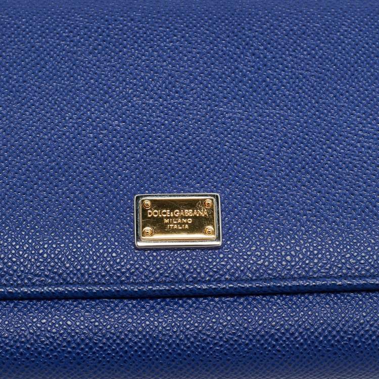 Pre Owned Dolce & Gabbana Miss Sicily Indigo Blue Leather Wallet on Chain