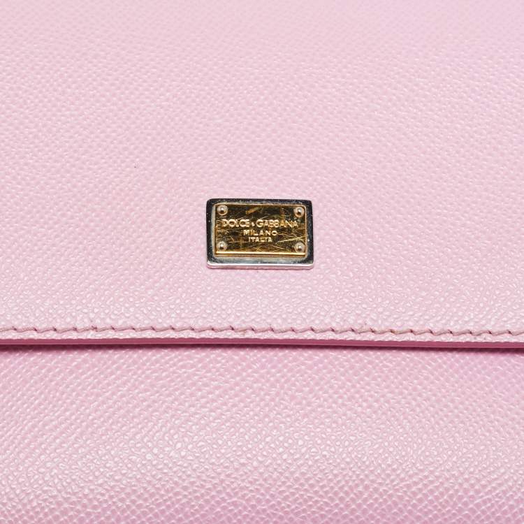 Pre Owned Dolce & Gabbana Miss Sicily Small Pink Leather Top Handle Bag