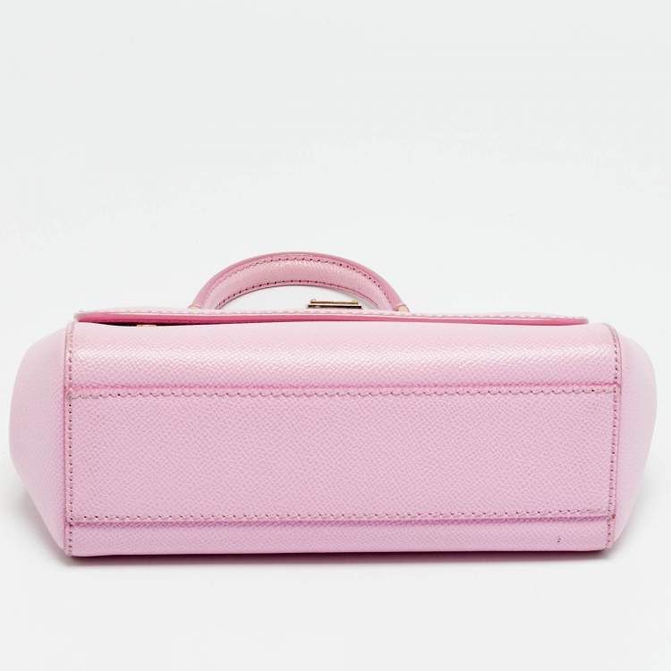 Pre Owned Dolce & Gabbana Miss Sicily Small Pink Leather Top Handle Bag