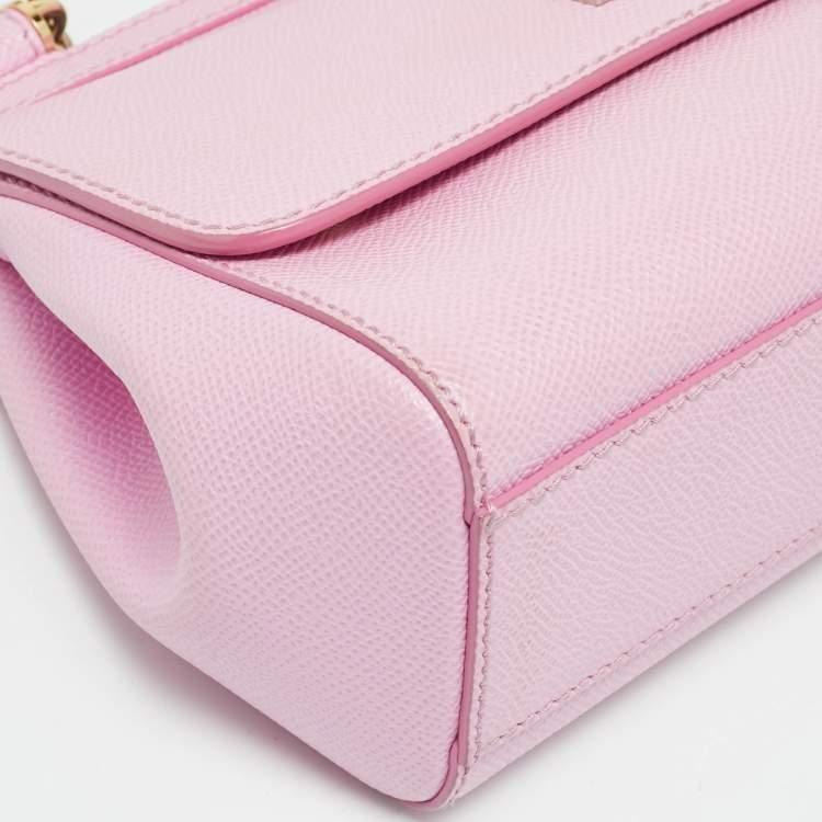 Pre Owned Dolce & Gabbana Miss Sicily Small Pink Leather Top Handle Bag