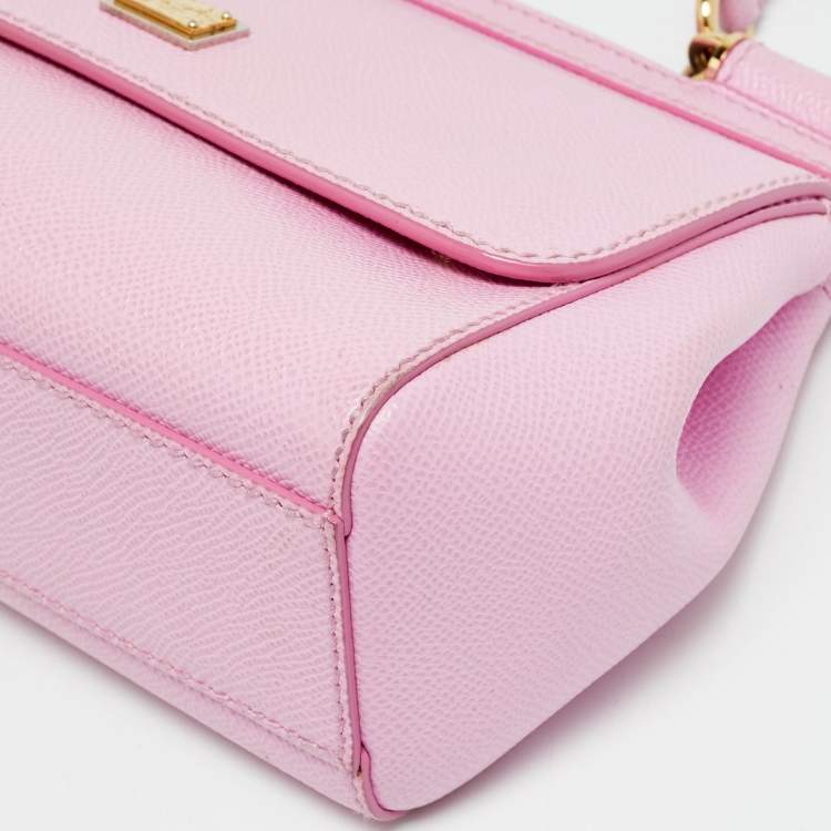 Pre Owned Dolce & Gabbana Miss Sicily Small Pink Leather Top Handle Bag