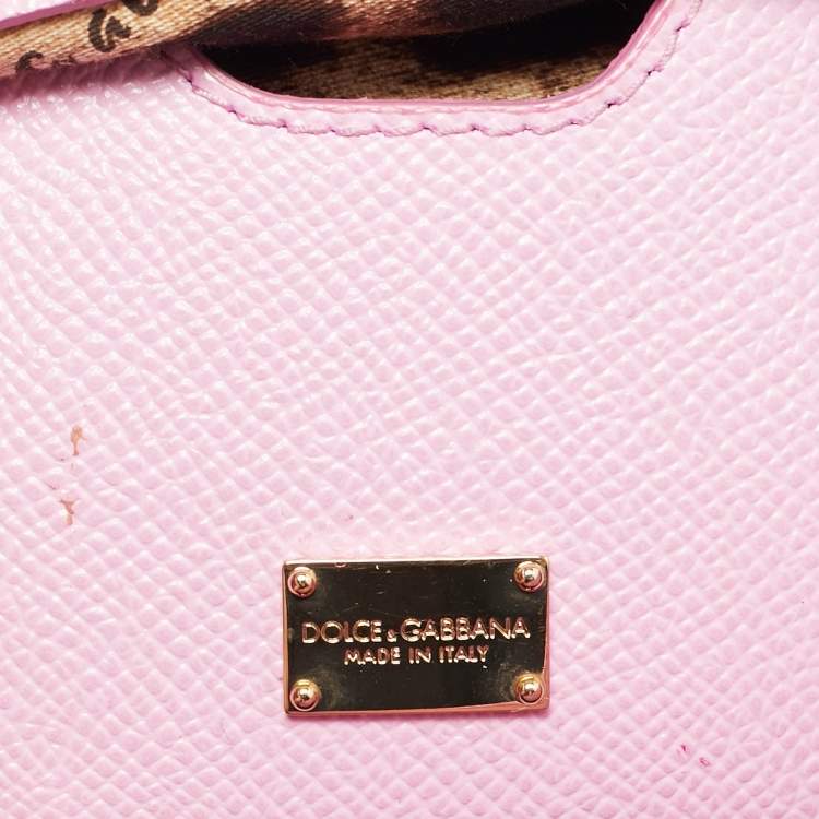 Pre Owned Dolce & Gabbana Miss Sicily Small Pink Leather Top Handle Bag