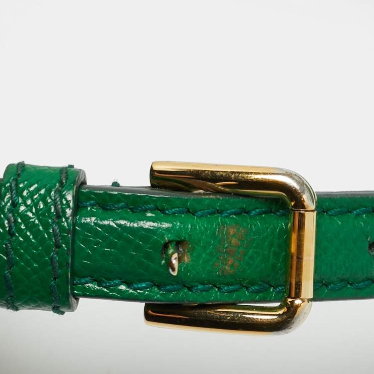 Pre Owned Dolce & Gabbana Miss Sicily Medium Green Leather Top Handle Bag