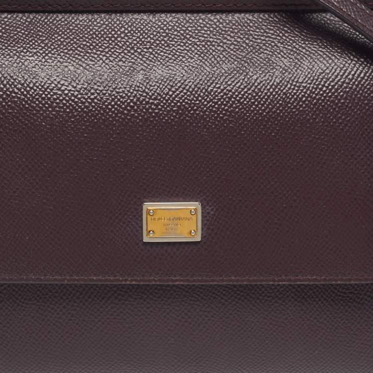 Pre Owned Dolce & Gabbana Miss Sicily Small Purple Leather Top Handle Bag