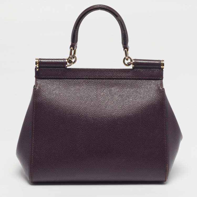 Pre Owned Dolce & Gabbana Miss Sicily Small Purple Leather Top Handle Bag