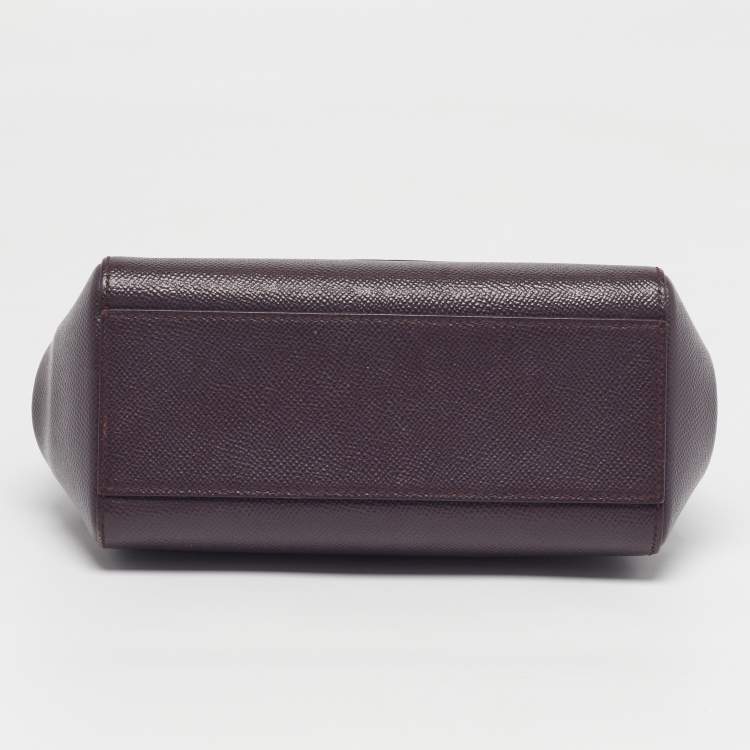 Pre Owned Dolce & Gabbana Miss Sicily Small Purple Leather Top Handle Bag