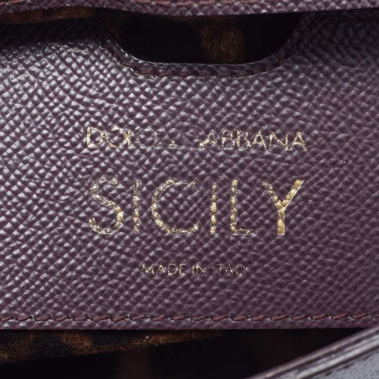 Pre Owned Dolce & Gabbana Miss Sicily Small Purple Leather Top Handle Bag