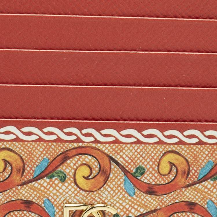 Pre Owned Dolce & Gabbana Multicolor Geomteric Print Leather Zip Card Case