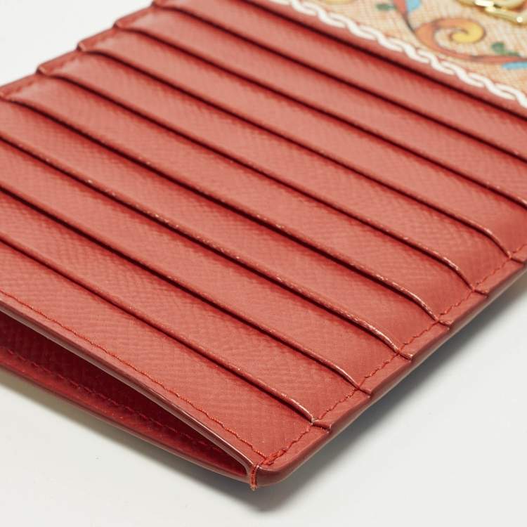 Pre Owned Dolce & Gabbana Multicolor Geomteric Print Leather Zip Card Case