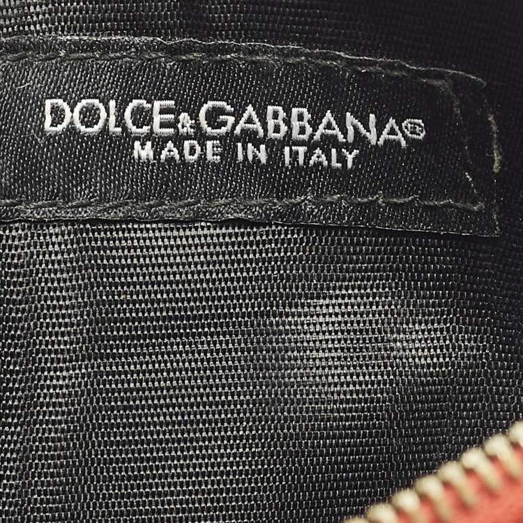 Pre Owned Dolce & Gabbana Multicolor Geomteric Print Leather Zip Card Case