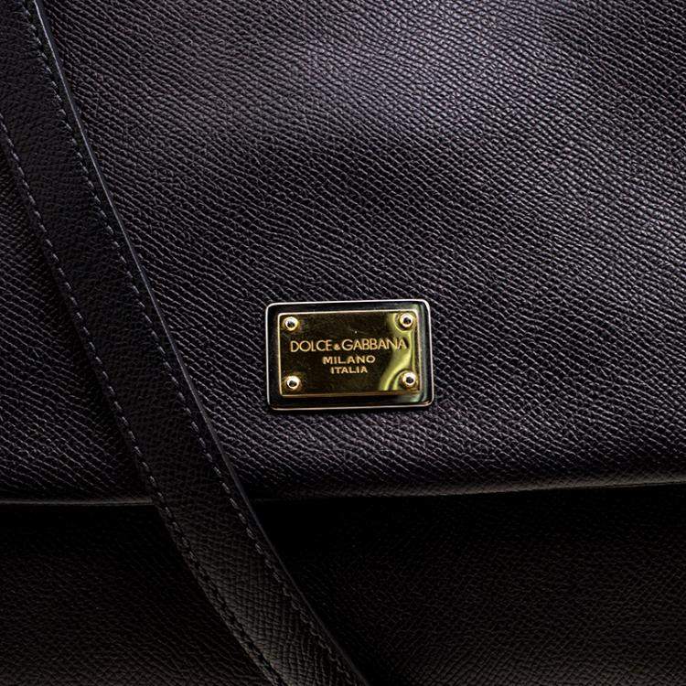 Pre Owned Dolce & Gabbana Black Leather Large Miss Sicily Tote