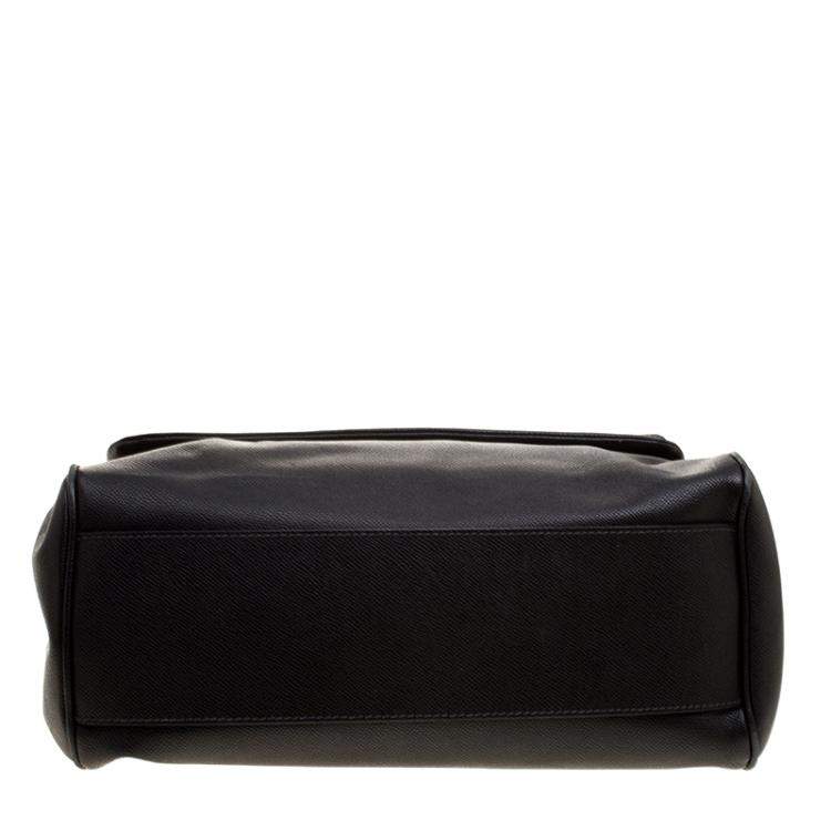 Pre Owned Dolce & Gabbana Black Leather Large Miss Sicily Tote