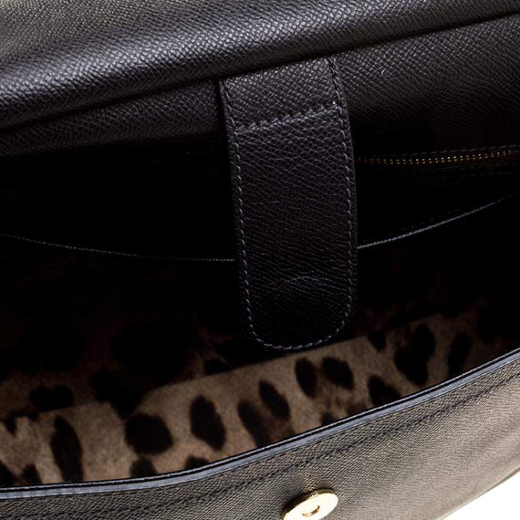 Pre Owned Dolce & Gabbana Black Leather Large Miss Sicily Tote