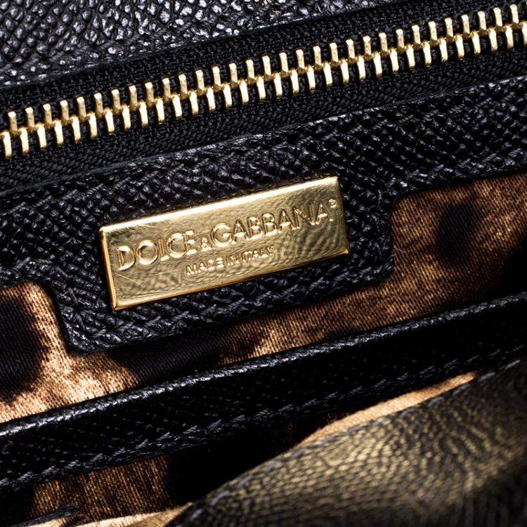 Pre Owned Dolce & Gabbana Black Leather Large Miss Sicily Tote