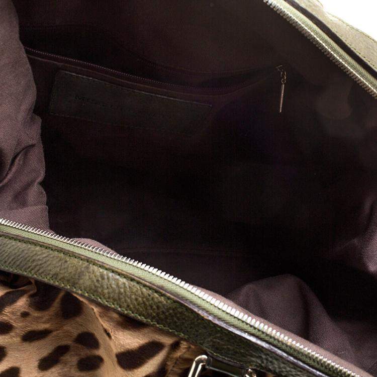 Pre Owned Dolce & Gabbana Beige Leopard Print Calfhair Miss Urbanette Satchel