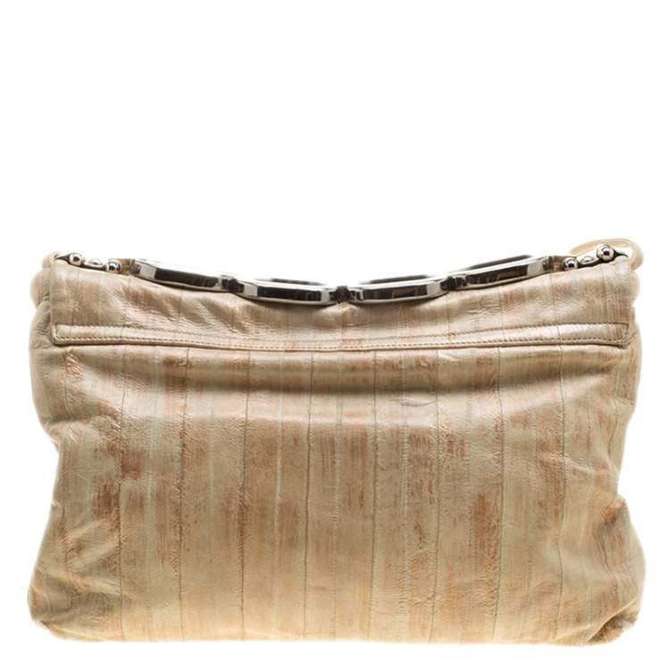 Pre Owned Dolce & Gabbana Beige Leather Miss Deco Shoulder Bag