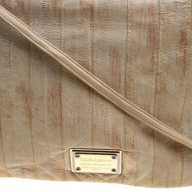 Pre Owned Dolce & Gabbana Beige Leather Miss Deco Shoulder Bag