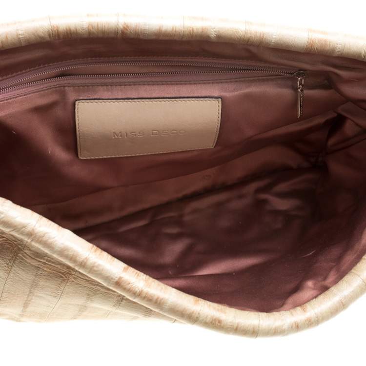 Pre Owned Dolce & Gabbana Beige Leather Miss Deco Shoulder Bag