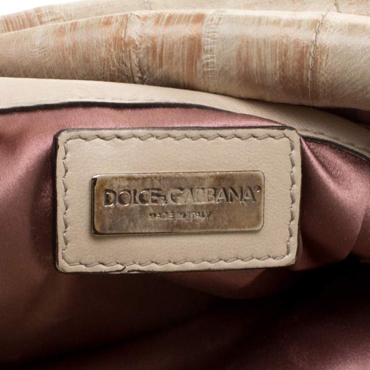 Pre Owned Dolce & Gabbana Beige Leather Miss Deco Shoulder Bag