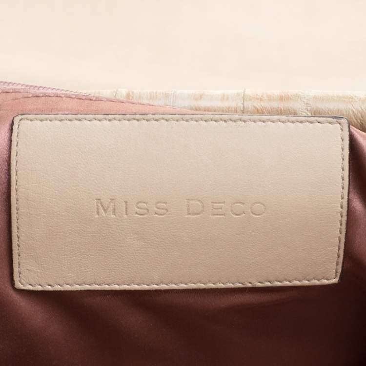Pre Owned Dolce & Gabbana Beige Leather Miss Deco Shoulder Bag