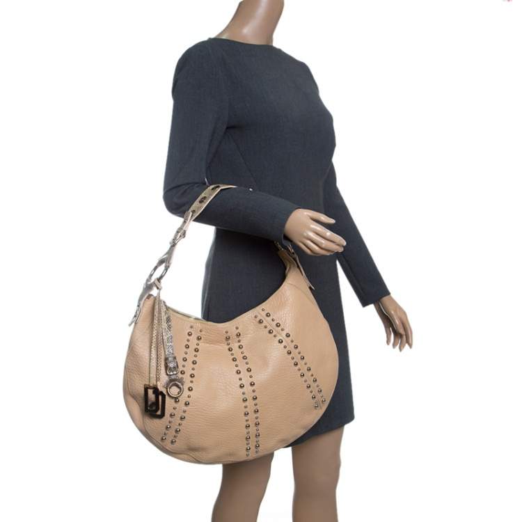 Pre Owned Dolce & Gabbana Beige Leather and Snakeskin Hobo